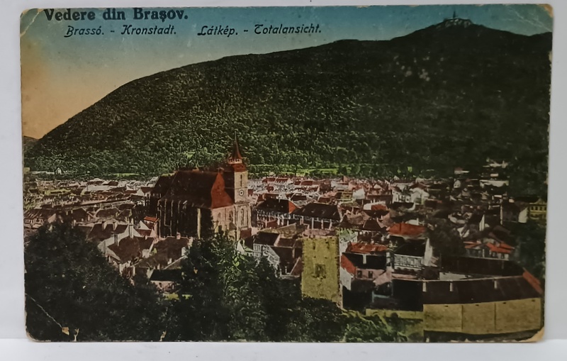 VEDERE DIN  BRASOV , IN STANGA , BISERICA NEAGRA , CARTE POSTALA , 1929