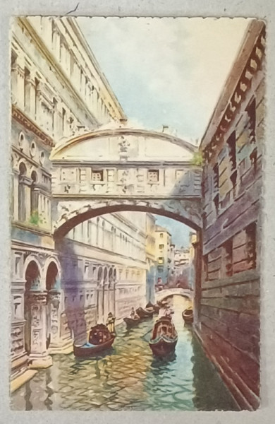 VENEZIA , PONTE DEI SOSPIRI , CARTE POSTALA ILUSTRATA , POSTBELICA