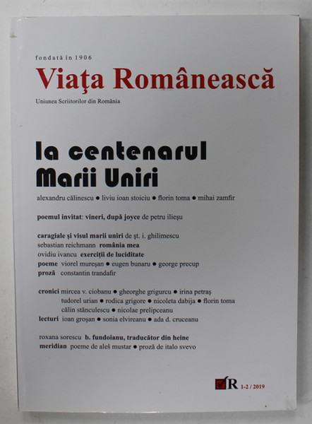 VIATA ROMANEASCA , REVISTA , NR. 1-2 / 2019