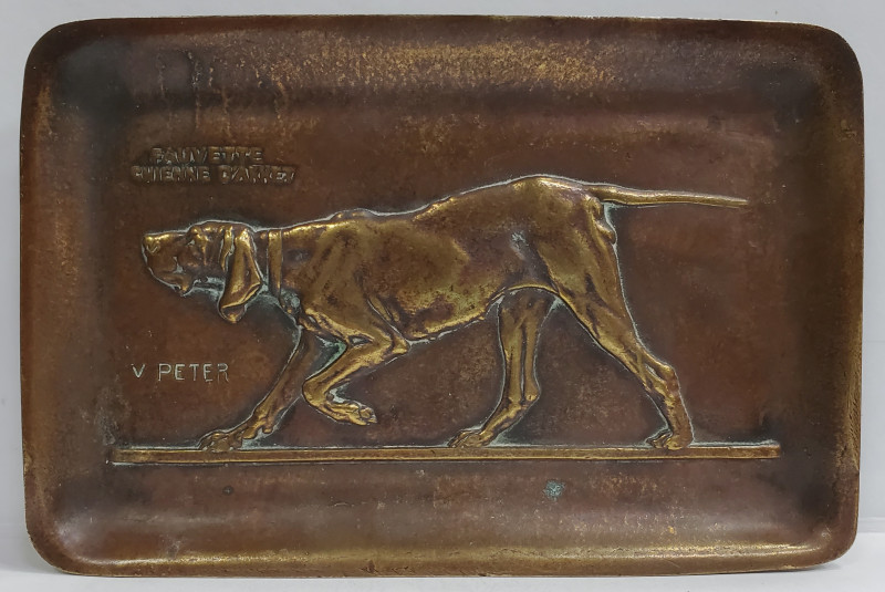 Victor Peter, Caine de vanatoare, Placheta din bronz, cca. 1900