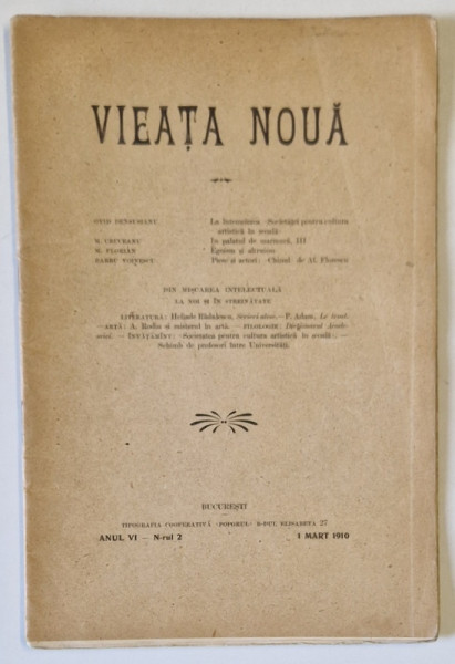 VIEATA NOUA , REVISTA , NR. 2 , 1910