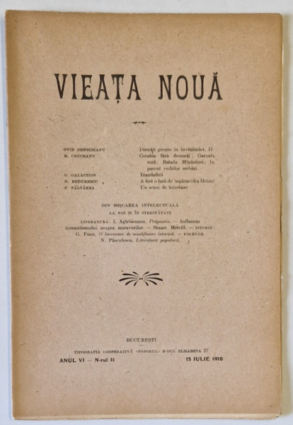 VIEATA NOUA , REVISTA , NR. II , 1910