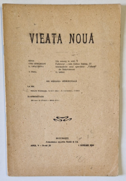 VIEATA NOUA , REVISTA , NR.22 , 1910