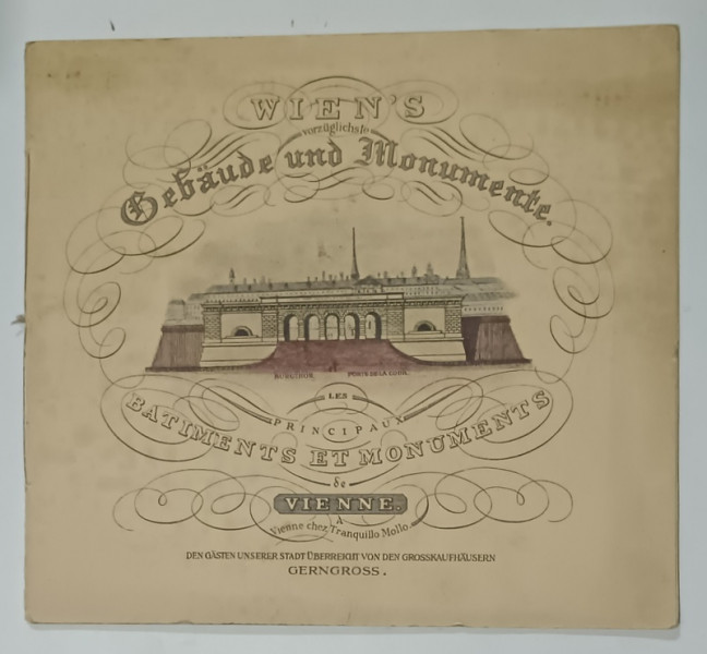 VIENNE , LES PRINCIPAUX BATIMENTS et MONUMENTS , MINIALBUM CU GRAVURI DE EPOCA  , REPRODUSE , ANII '2000 , EXPLICATII IN GERMANA , FRANCEZA SI ENGLEZA