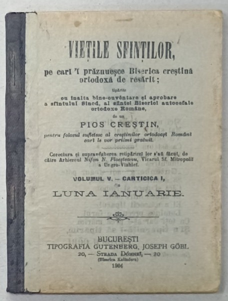 VIETILE SFINTILOR , VOLUMUL V - CARTICICA I , LUNA IANUARIE , 1904