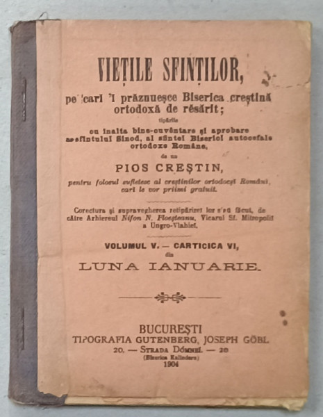 VIETILE SFINTILOR , VOLUMUL V - CARTICICA VI , LUNA IANUARIE , 1904