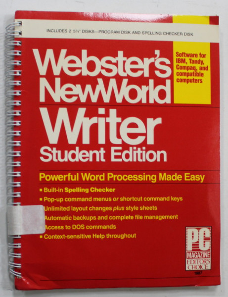 WEBSTER 'S NEW WORLD WRITER , STUDENT EDITION , 1989