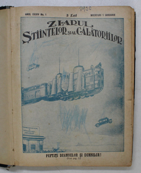 ZIARUL STIINTELOR SI AL CALATORIILOR, ANUL XXXIV, NR. 1 (MIERCURI 1 IANUARIE 1930)